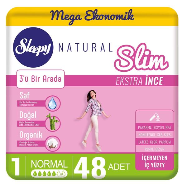 Photo de Sleepy Natural Slim Extra Thin Regular (48 serviettes)
